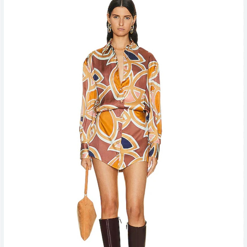 156. Colorful Geometric Shirt Dress