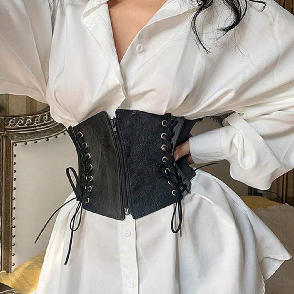 494. Corset Lace Up Belt w/ Elastic Waist