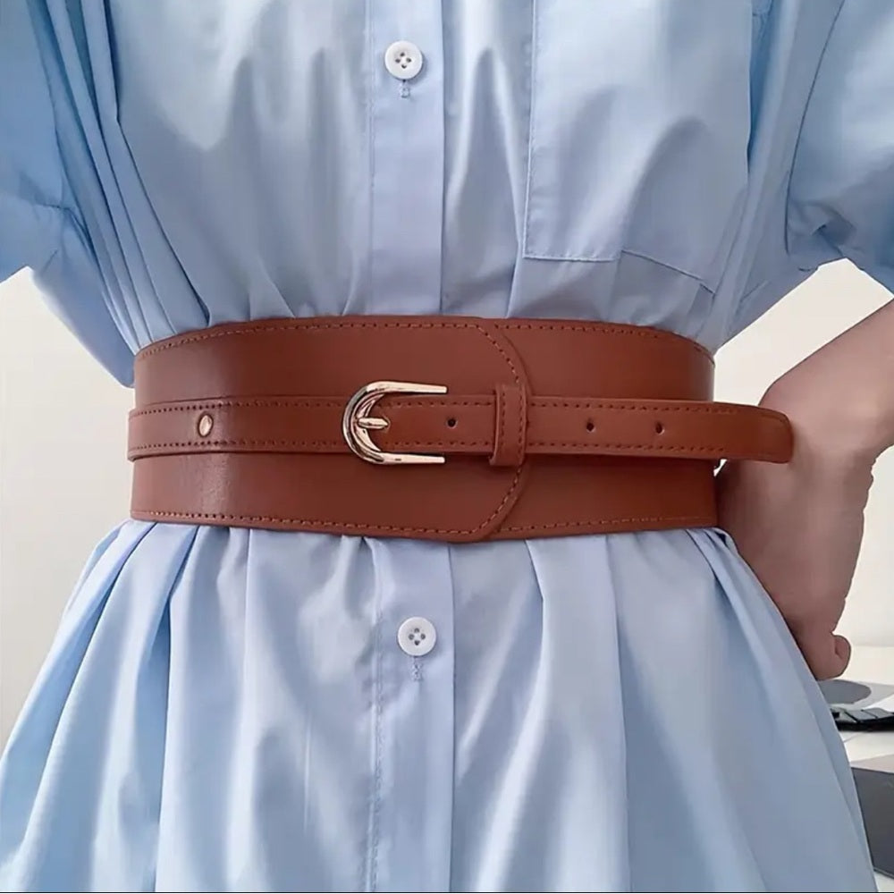 145. Brown Faux  Leather Belt