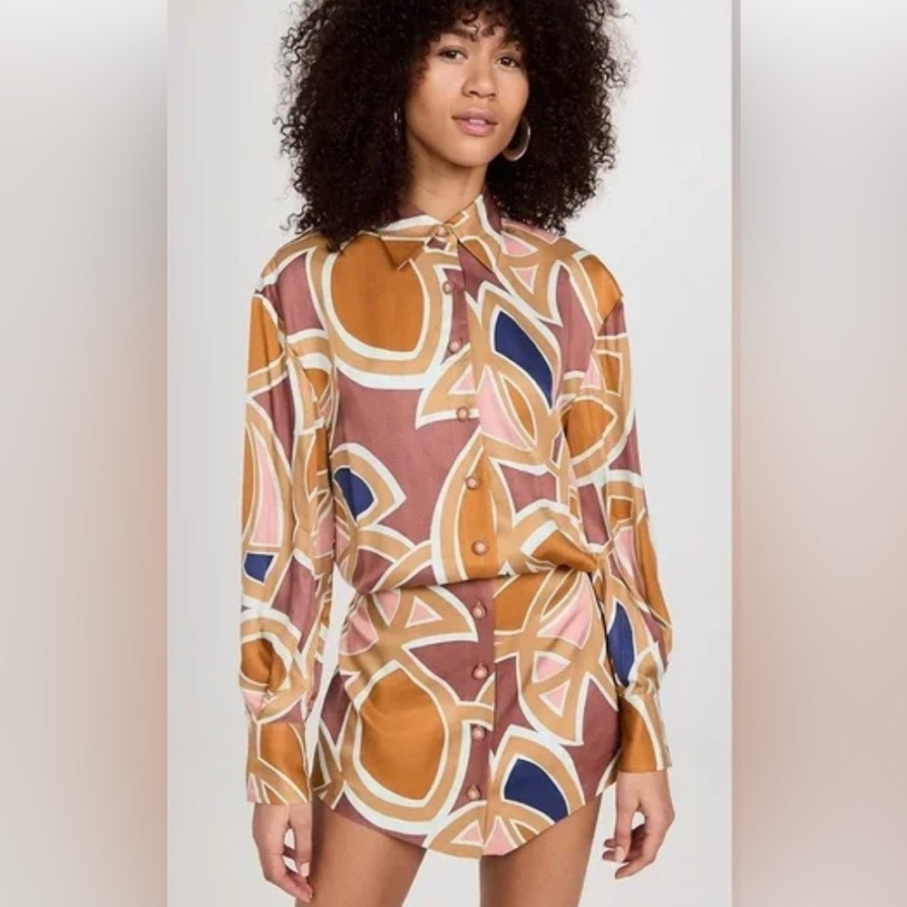 156. Colorful Geometric Shirt Dress