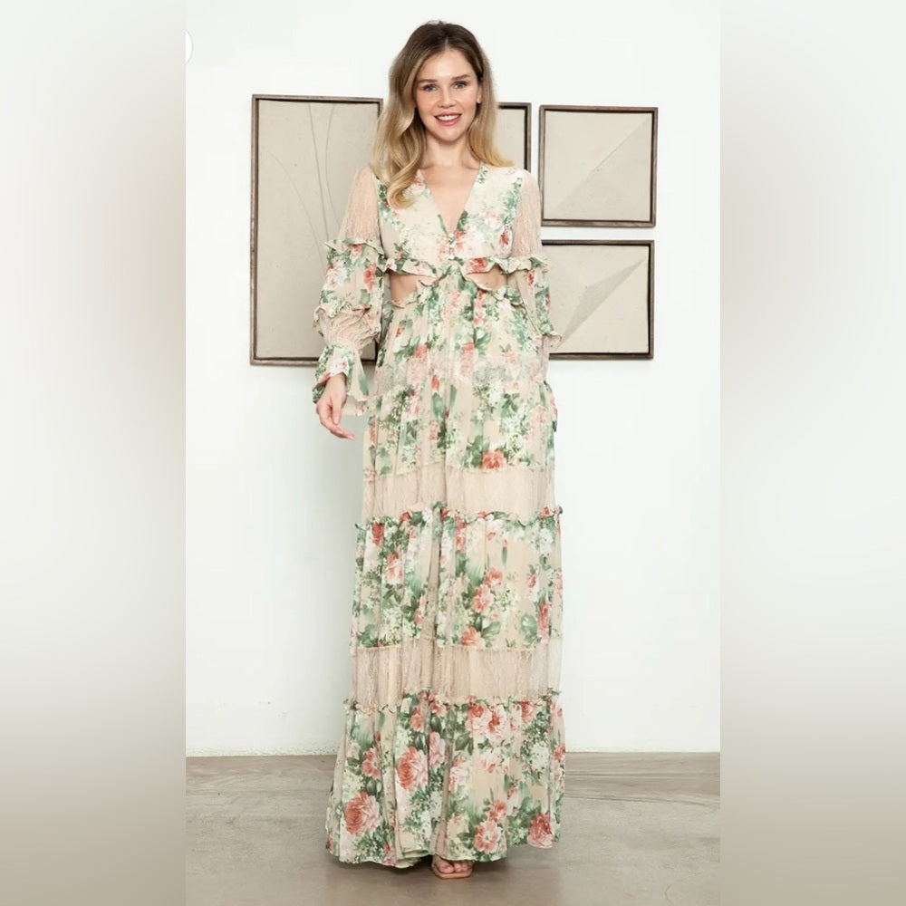 104. Nothing to Hide Floral Lace Maxi Dress