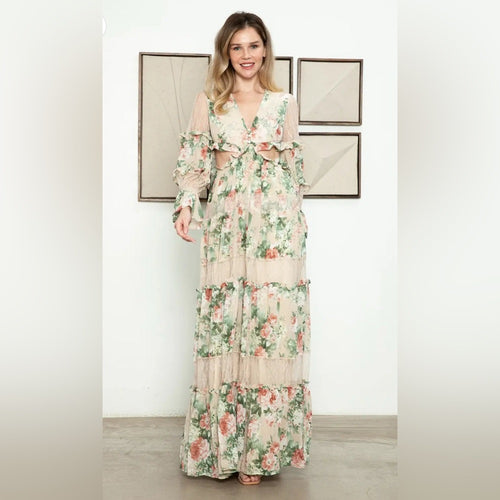 104. Nothing to Hide Floral Lace Maxi Dress