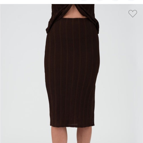 193. Brown Knit Cardigan & Midi Skirt Set