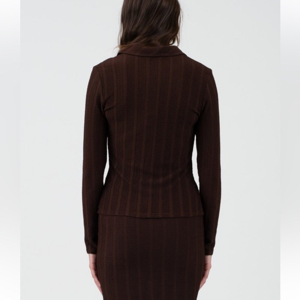 193. Brown Knit Cardigan & Midi Skirt Set