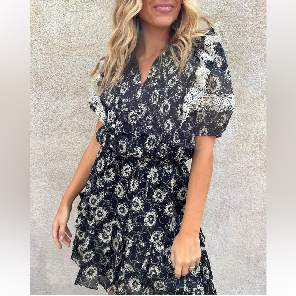 265. Current Air Stella Black and White Floral Dress