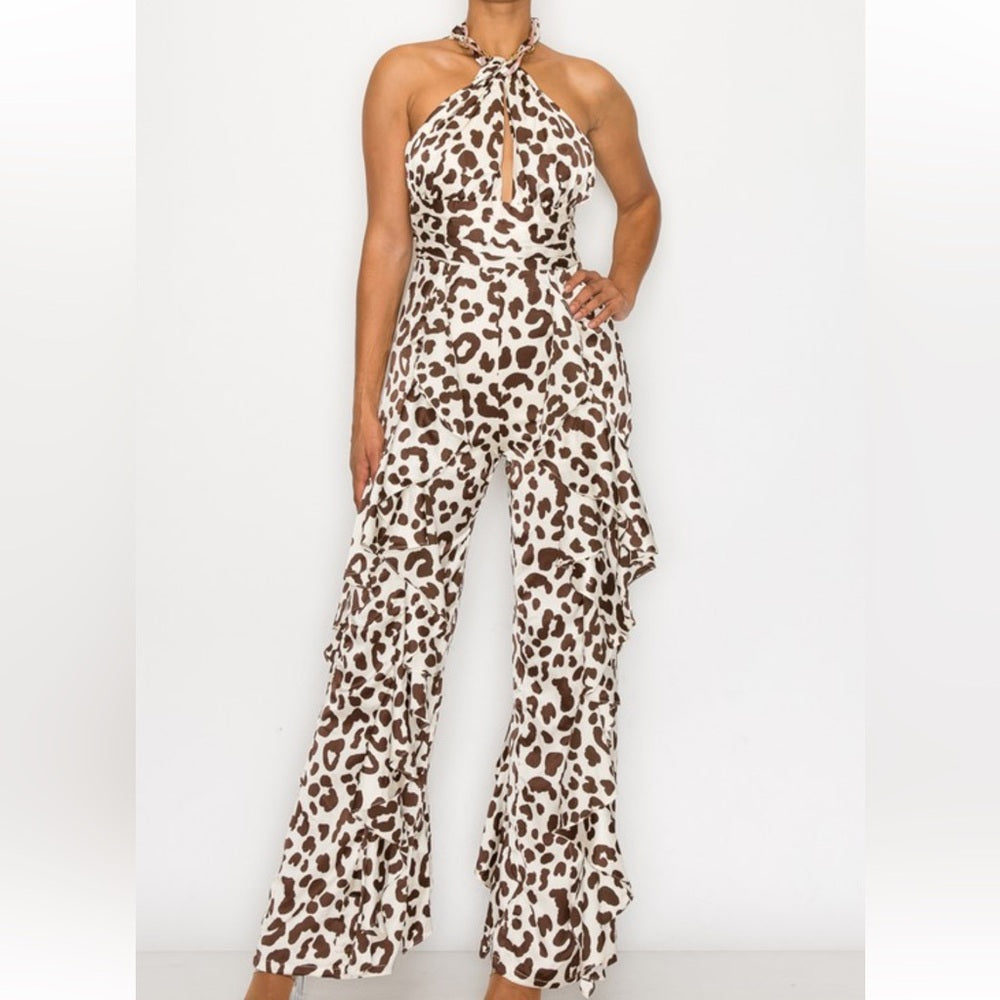 299. Leopard Print Halter Jumpsuit
