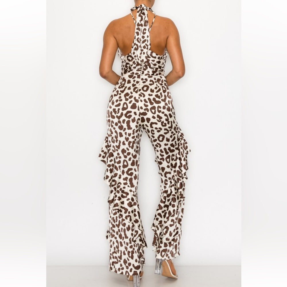 299. Leopard Print Halter Jumpsuit