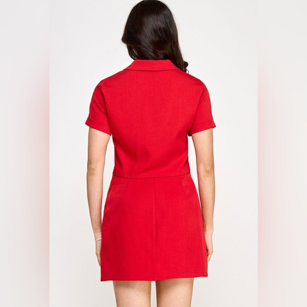 316. Red Embroidered 2 Piece Skirt Set