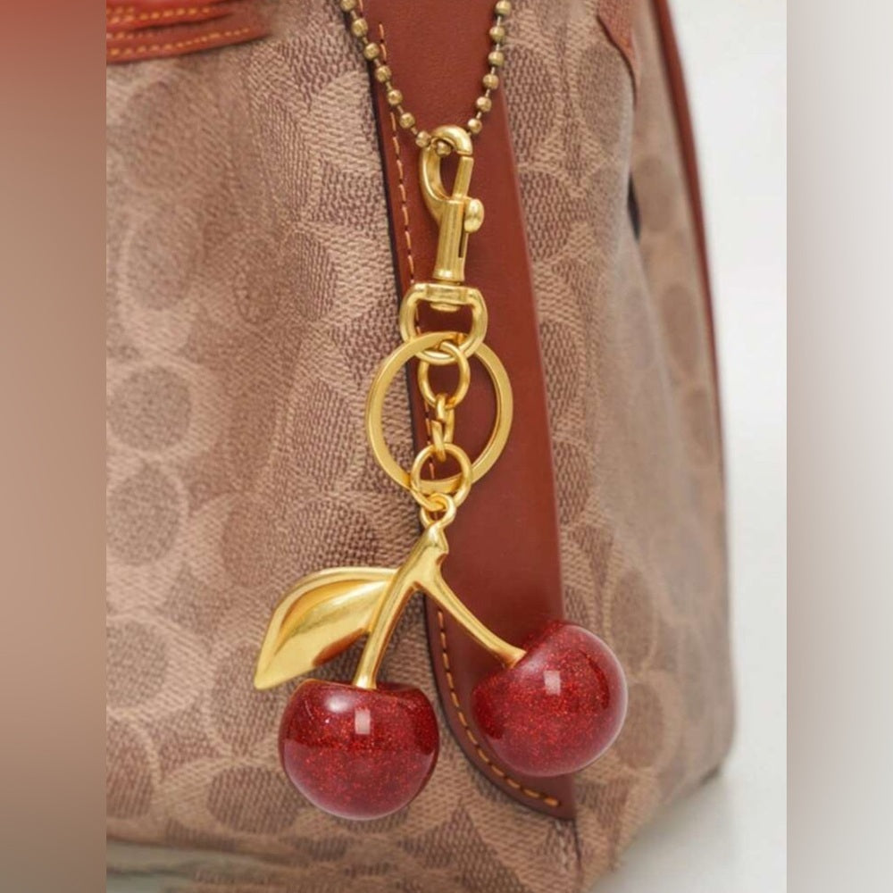 319. Gold and Red Cherry Purse Charm & Keychain