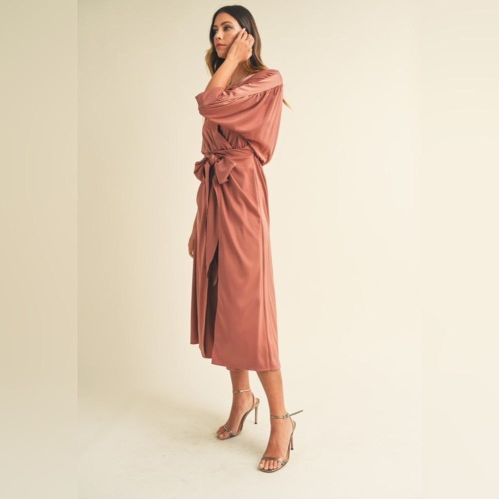 348. MABLE Satin Mauve Dress