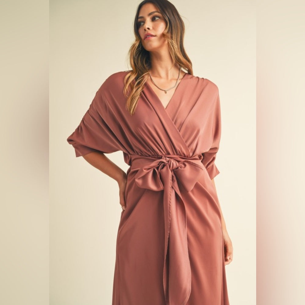 348. MABLE Satin Mauve Dress