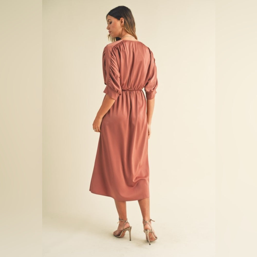 348. MABLE Satin Mauve Dress