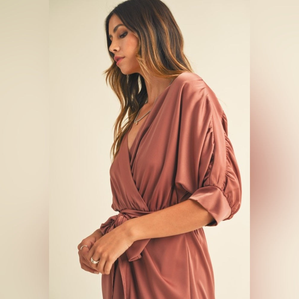 348. MABLE Satin Mauve Dress