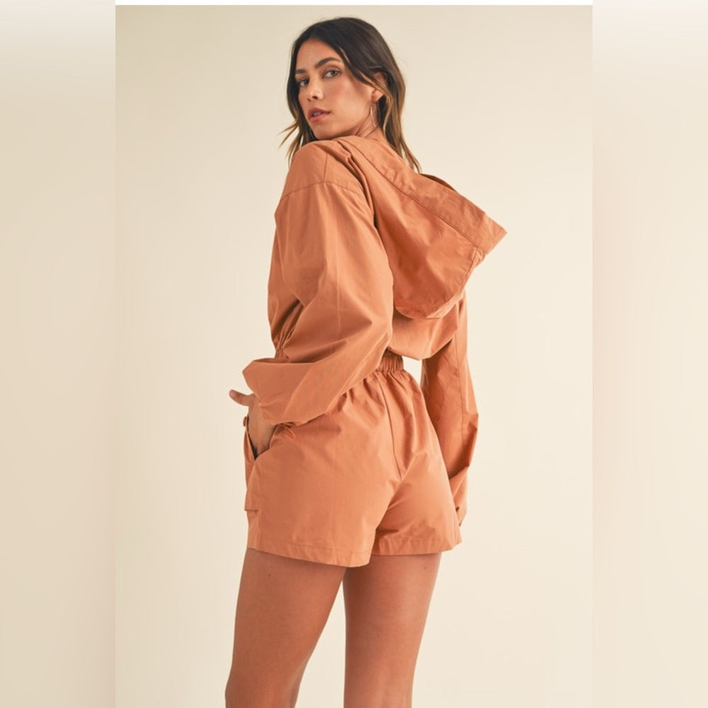 354. Long Sleeve Button Down Hoodie Romper