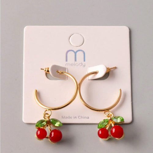 365. Cherry Gold Hoop Earrings