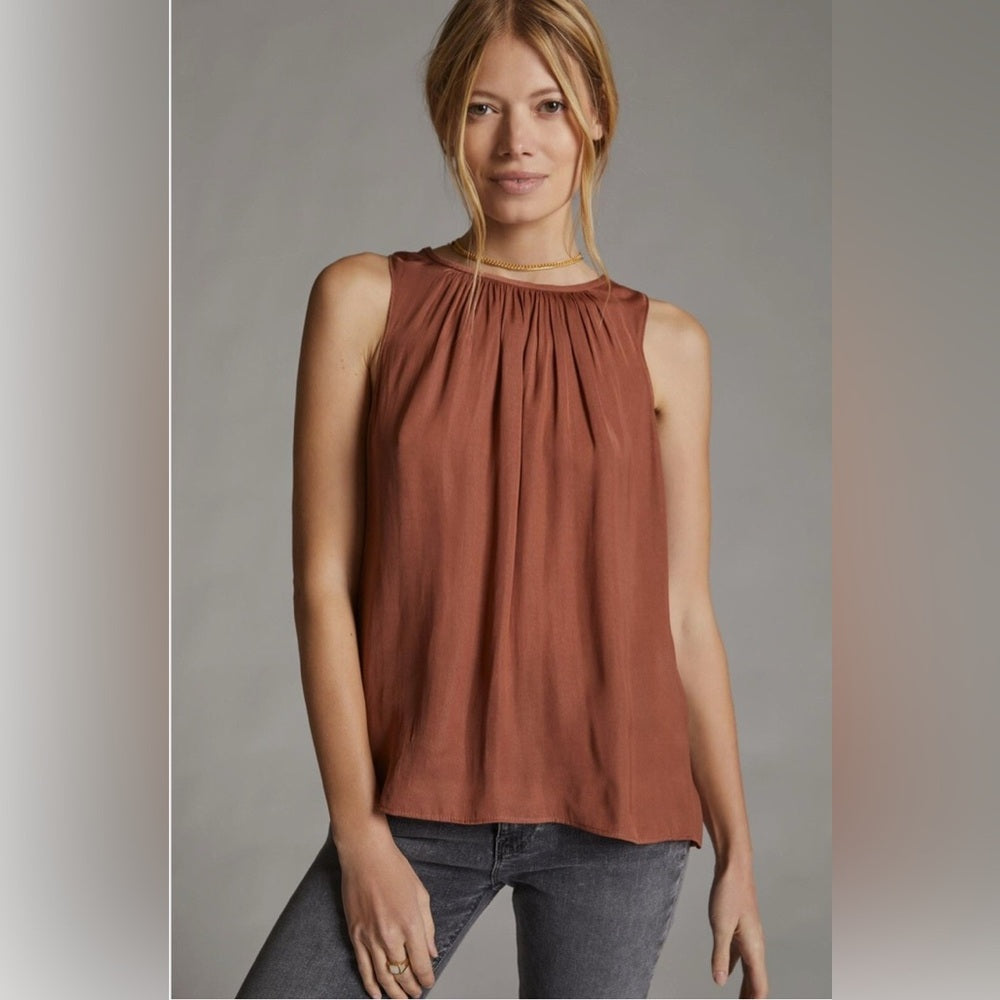 372. Anthropologie Current Air Brown Draped Back Blouse