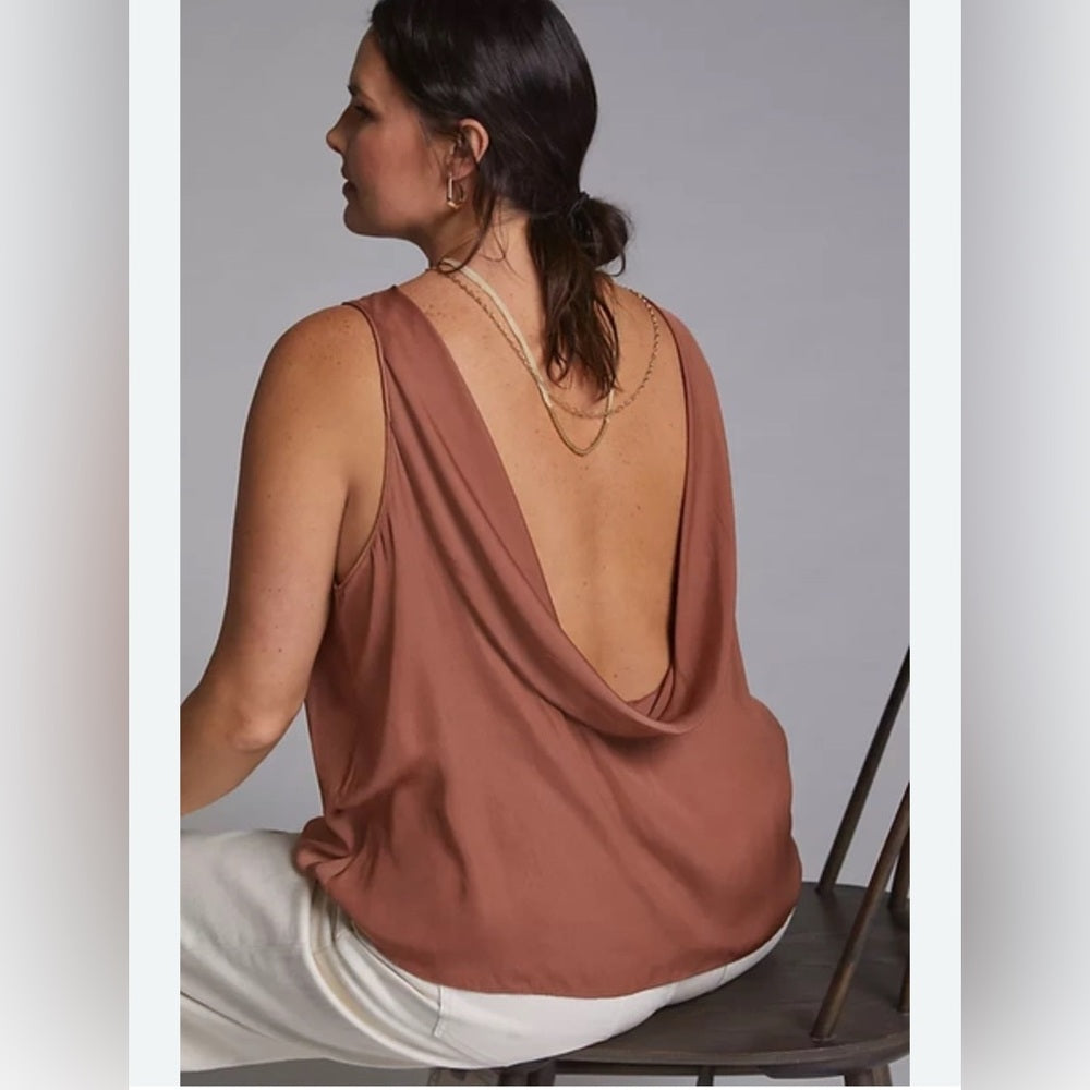 372. Anthropologie Current Air Brown Draped Back Blouse