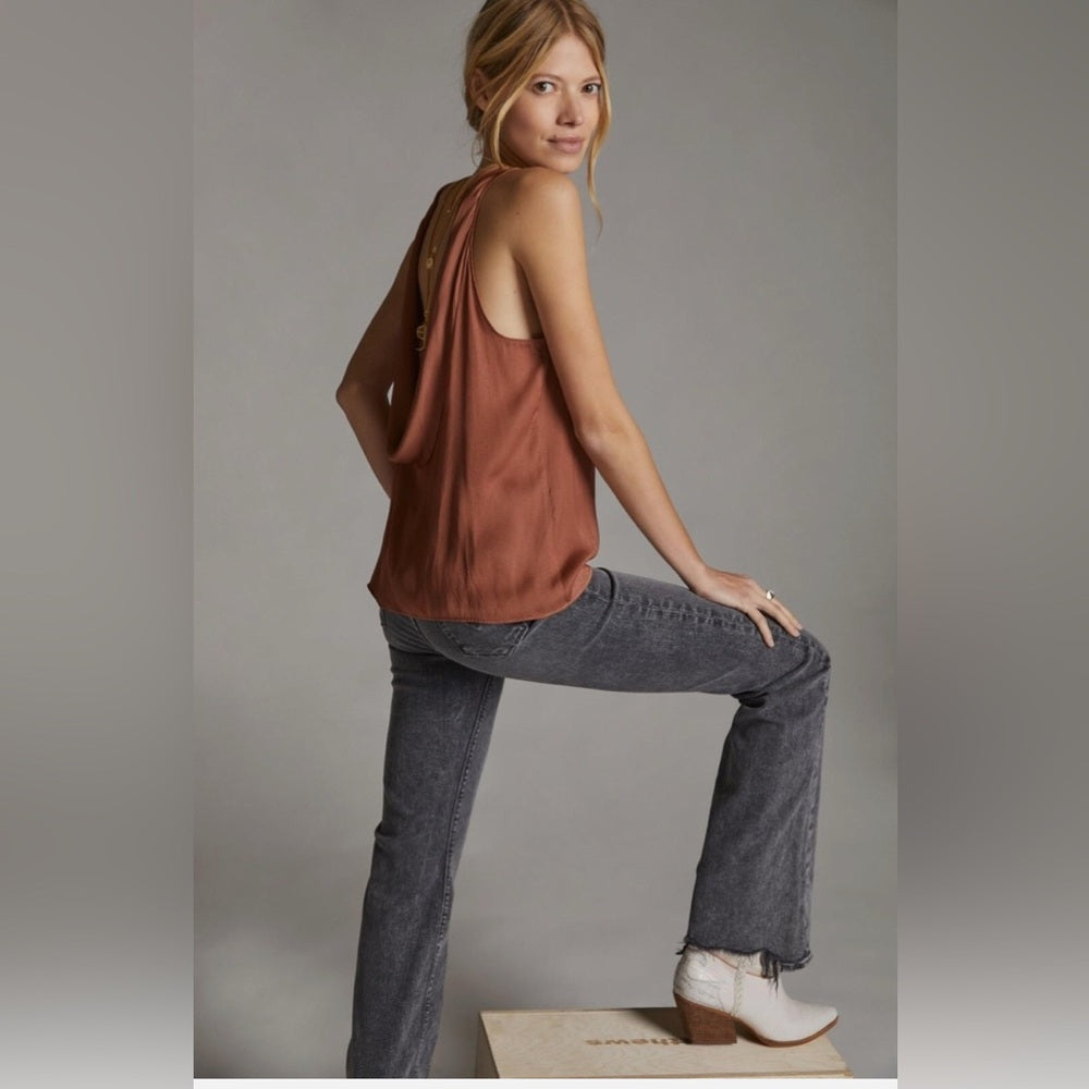 372. Anthropologie Current Air Brown Draped Back Blouse