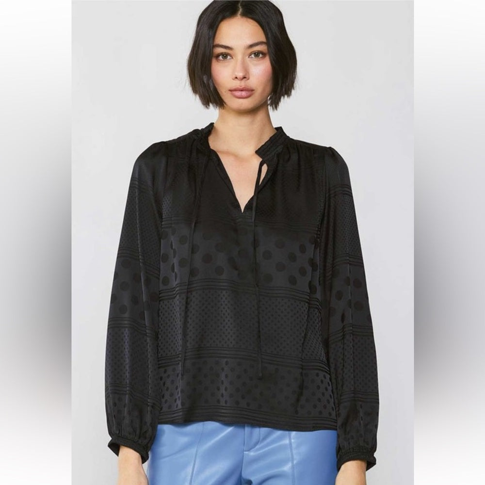 375. Current Air Black Polka Dot Women's Top