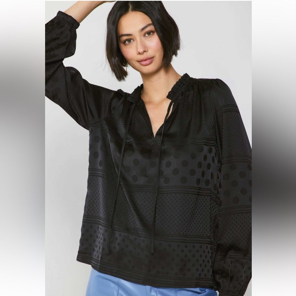 375. Current Air Black Polka Dot Women's Top
