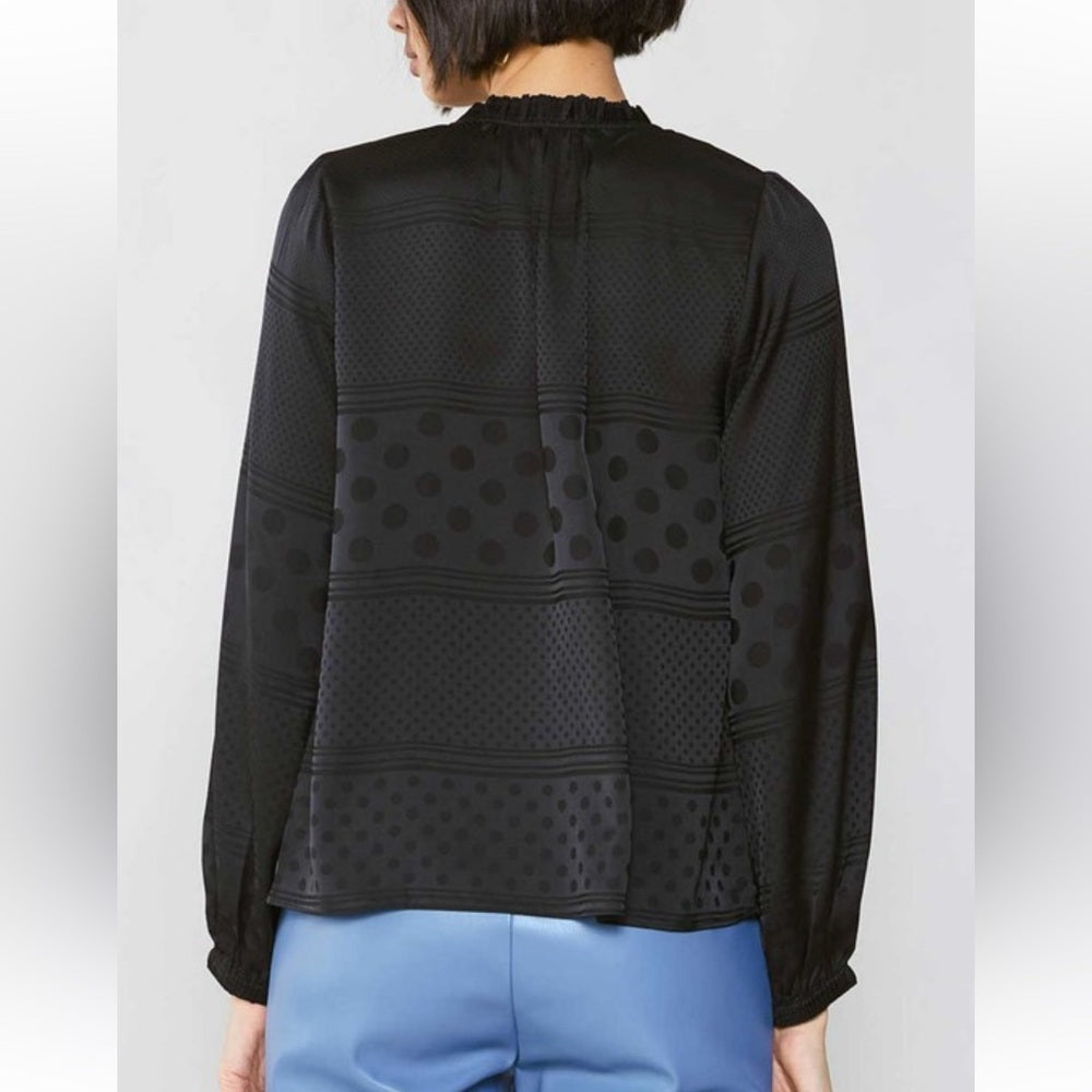 375. Current Air Black Polka Dot Women's Top