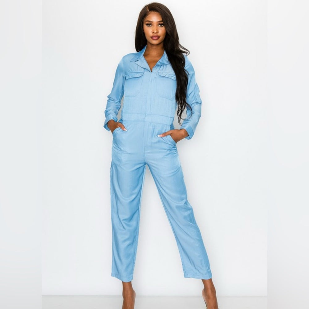 393. Light Blue Chambray Jumpsuit