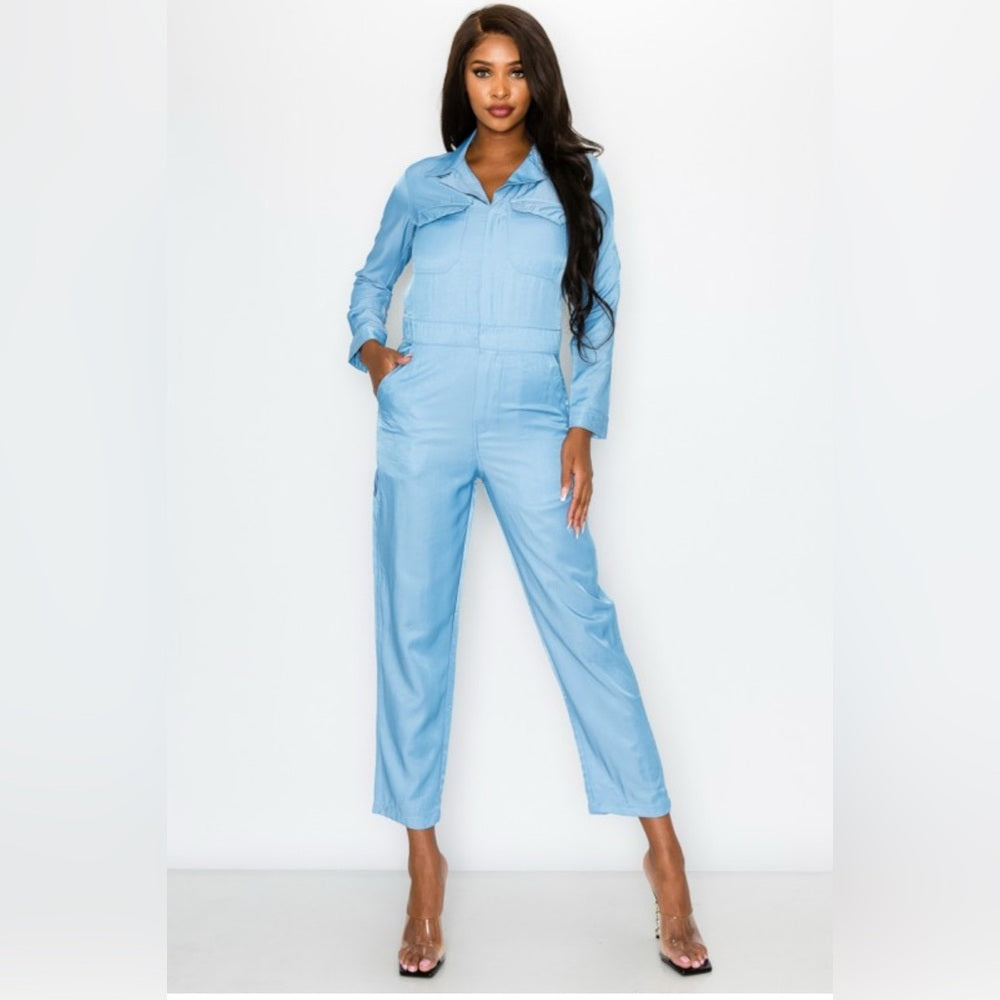 393. Light Blue Chambray Jumpsuit