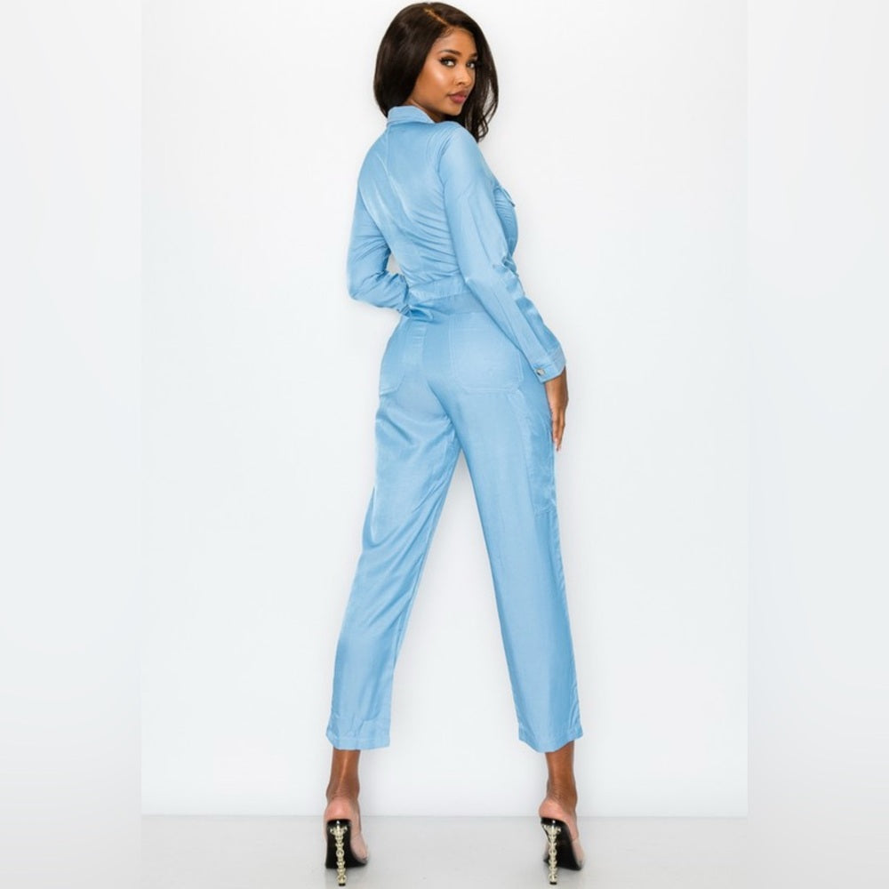393. Light Blue Chambray Jumpsuit