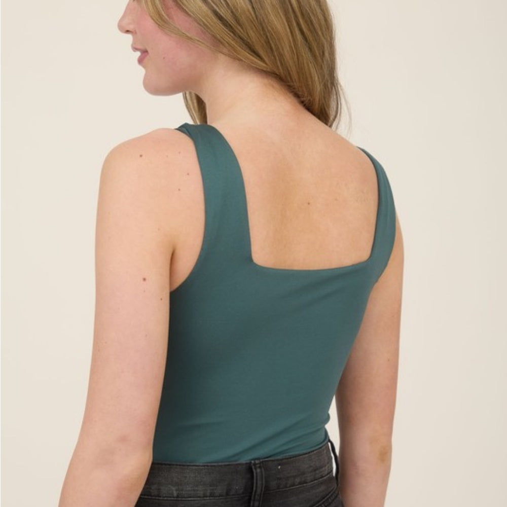 402. Teal Square Neck Sleeveless Bodysuit