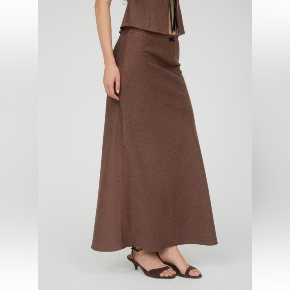 403. Chocolate Brown Polka Dot Tank & Skirt Set
