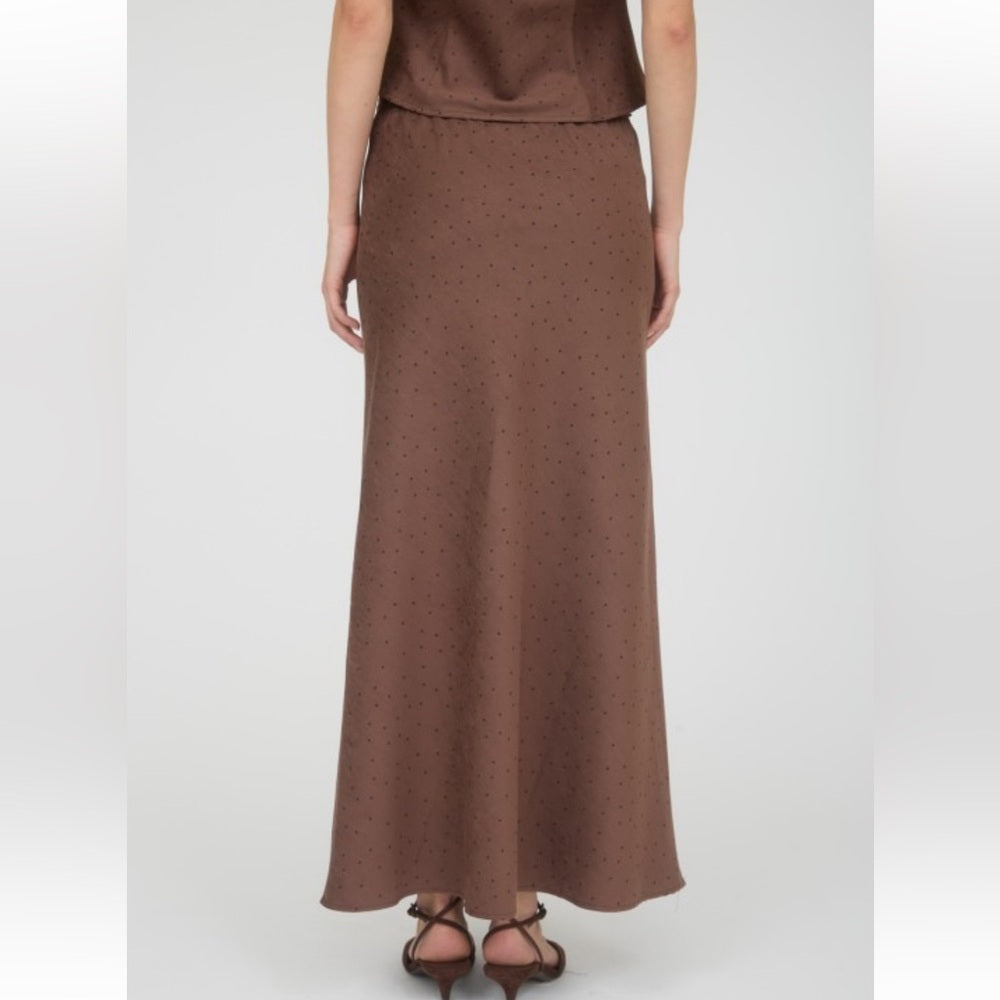 403. Chocolate Brown Polka Dot Tank & Skirt Set