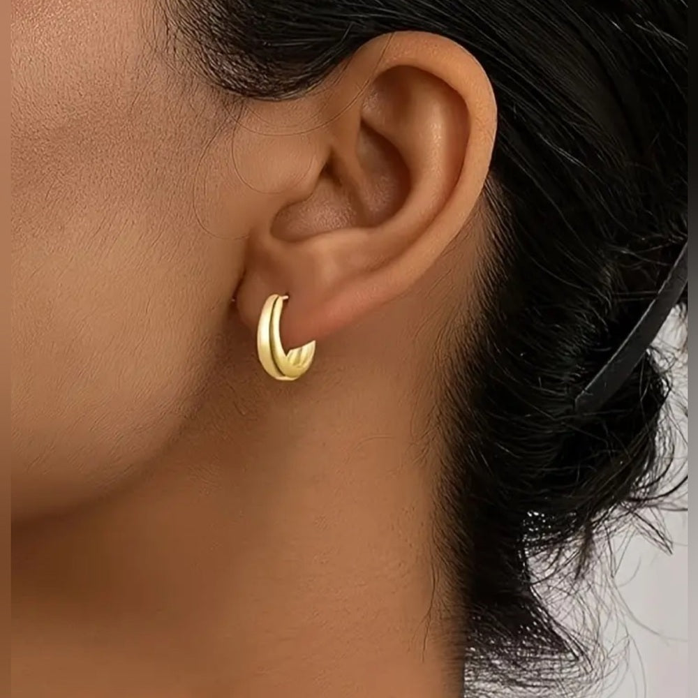 Gold Plated Huggie Hoop Earrings