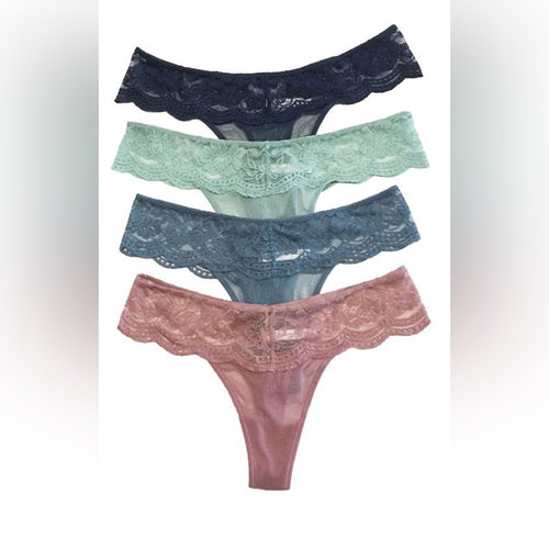 430. Lace Triangle Bralette & Matching Lace Thong in Green Surf