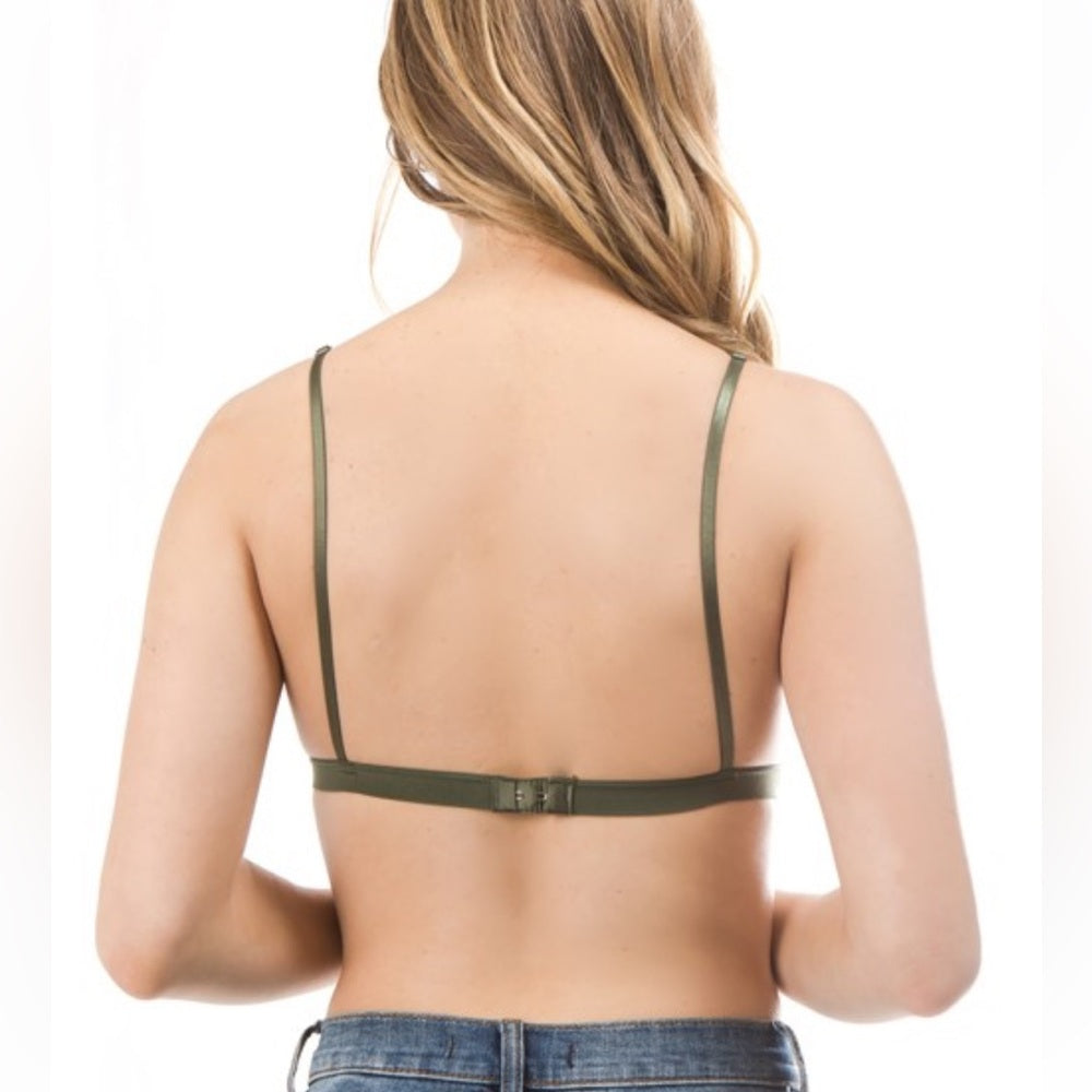 435. Lace Strappy Bralette in Olive Green