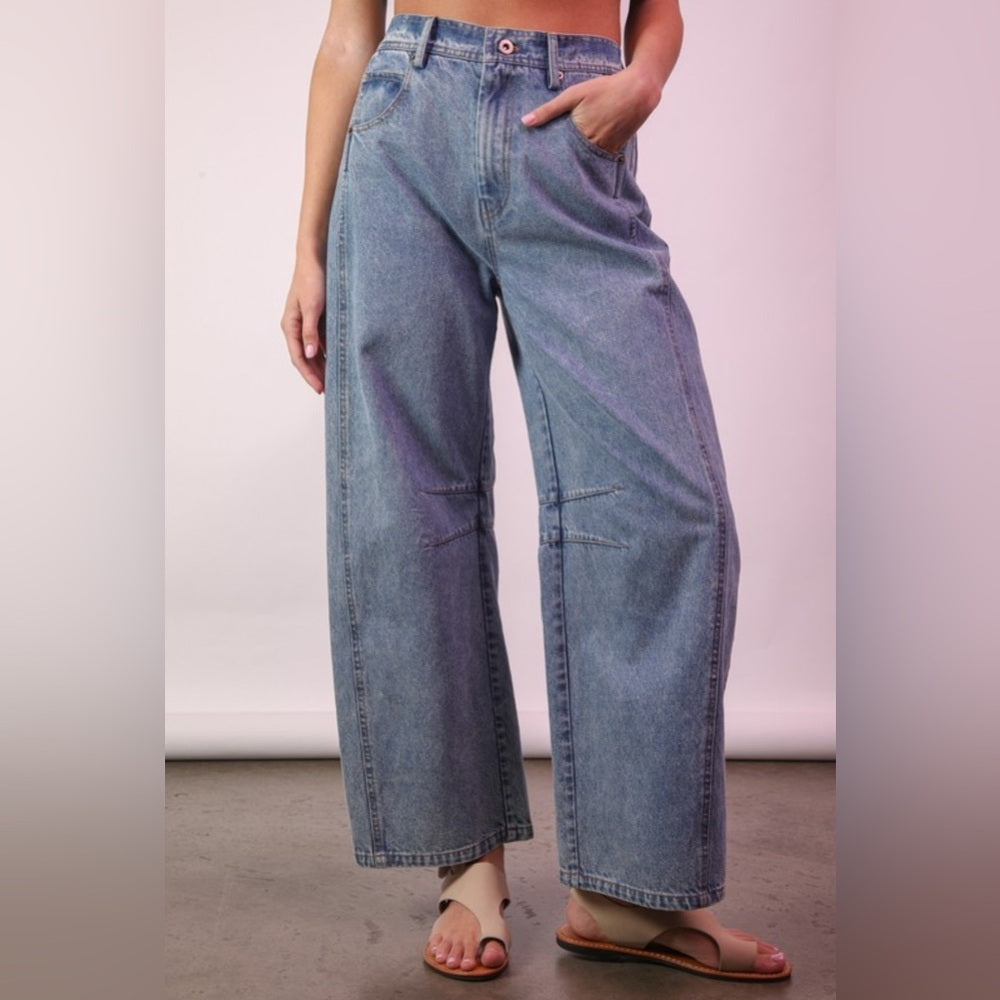 452. Indigo Blue Barrel Jeans