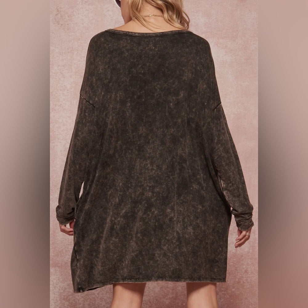 456. Under the Stars Long-Sleeve Graphic T-Shirt Mini Dress