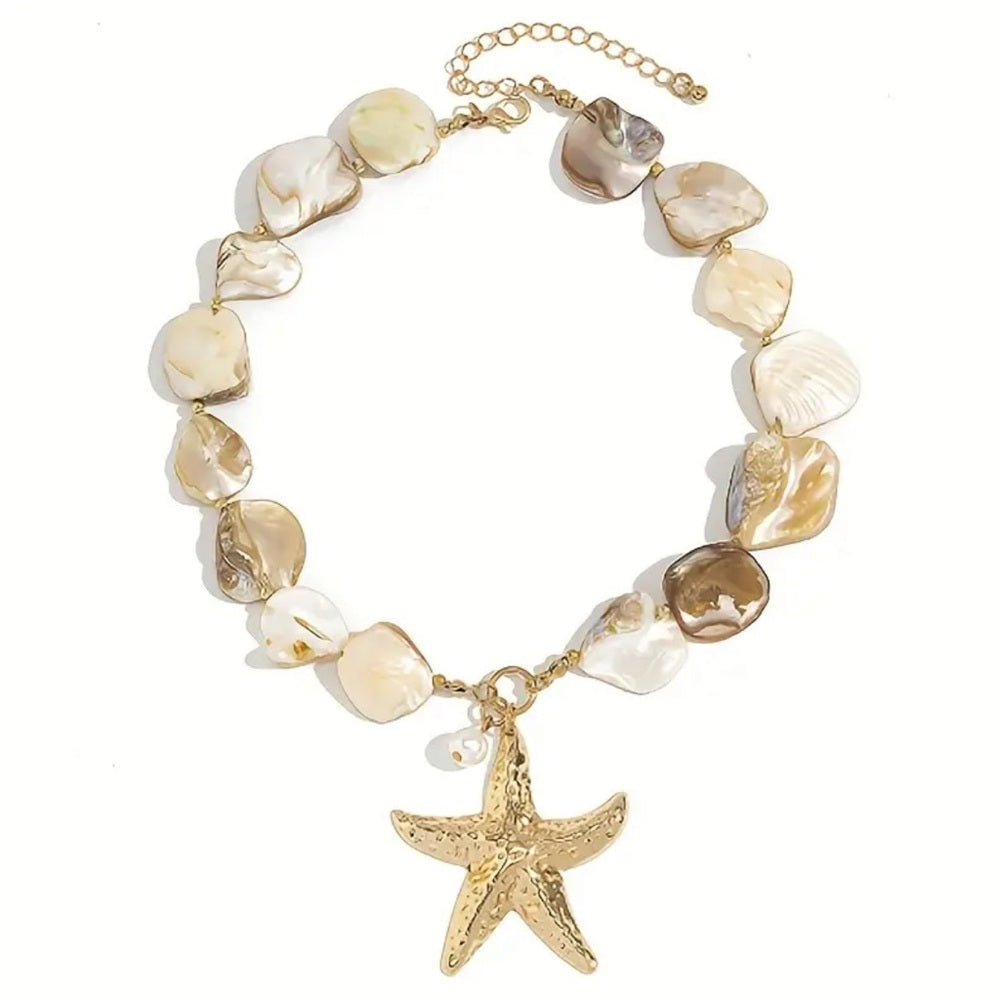 469. Gold Starfish Pendant Abalone Shell Necklace