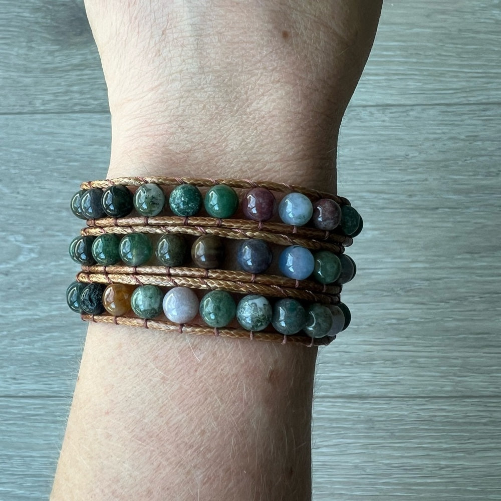 499. Earth Tone Large Stone Wrap Bracelet