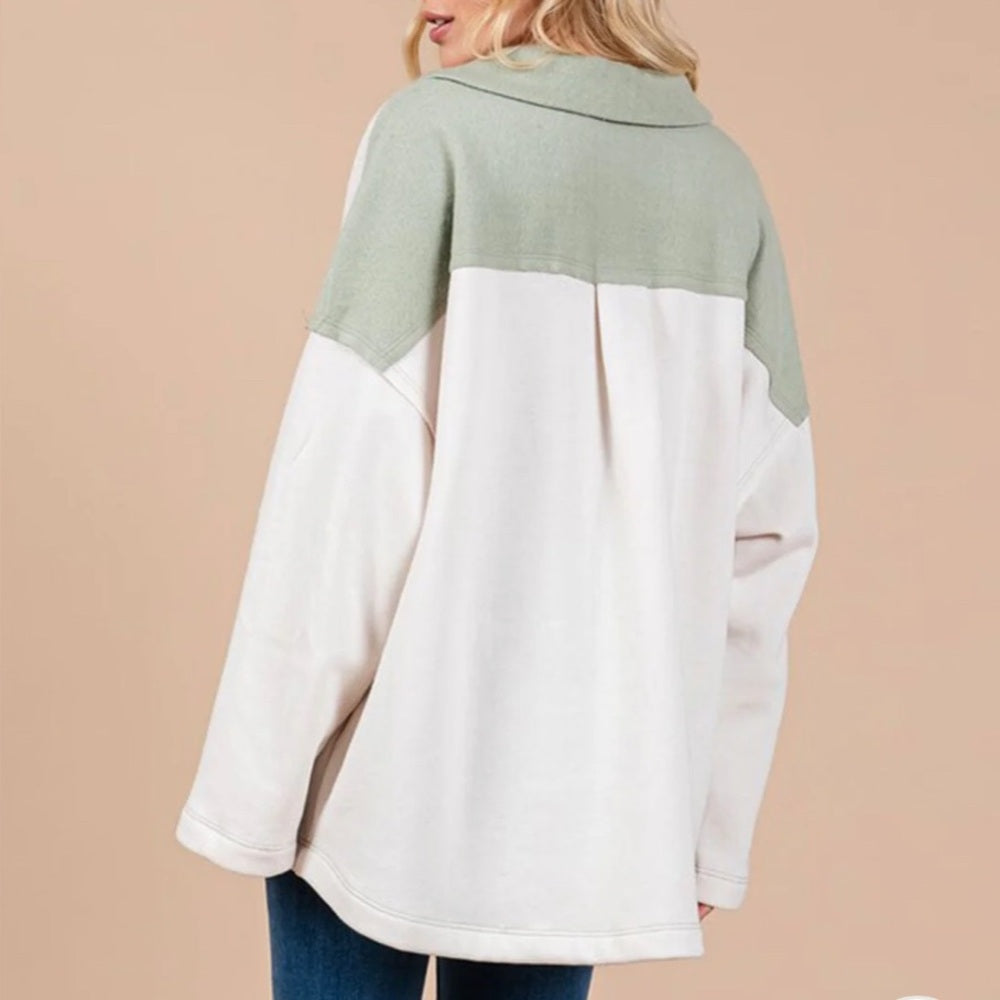 507. Women's Two-Tone Front Pocket Pullover Sweater Top