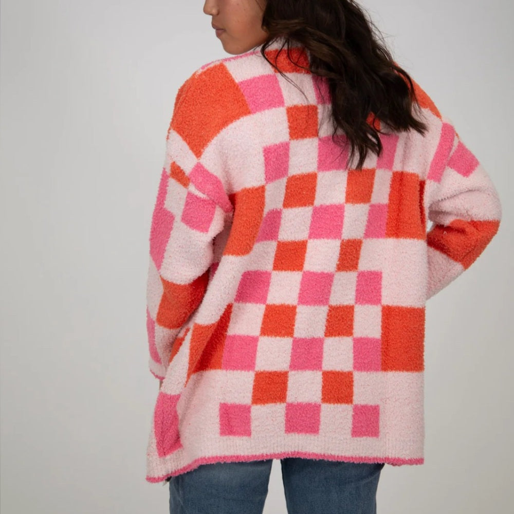 512. Pink and Orange Checkered Sweater