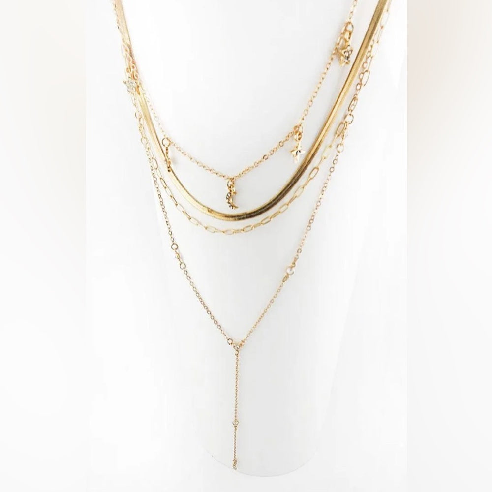 521. Multi Layer Moon Herringbone Necklaces