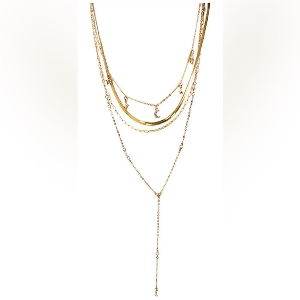 521. Multi Layer Moon Herringbone Necklaces
