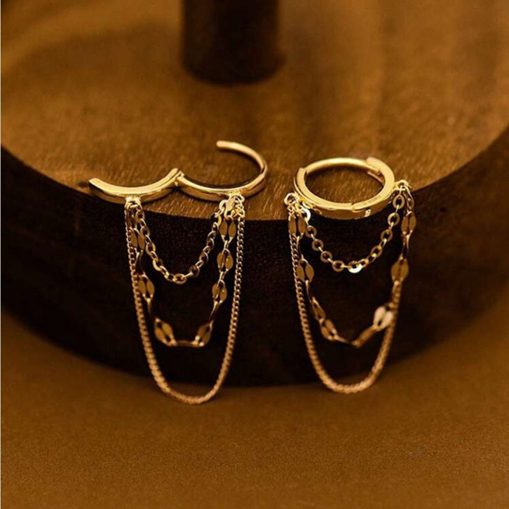 522. Gold Chain Hoop Huggie Earrings