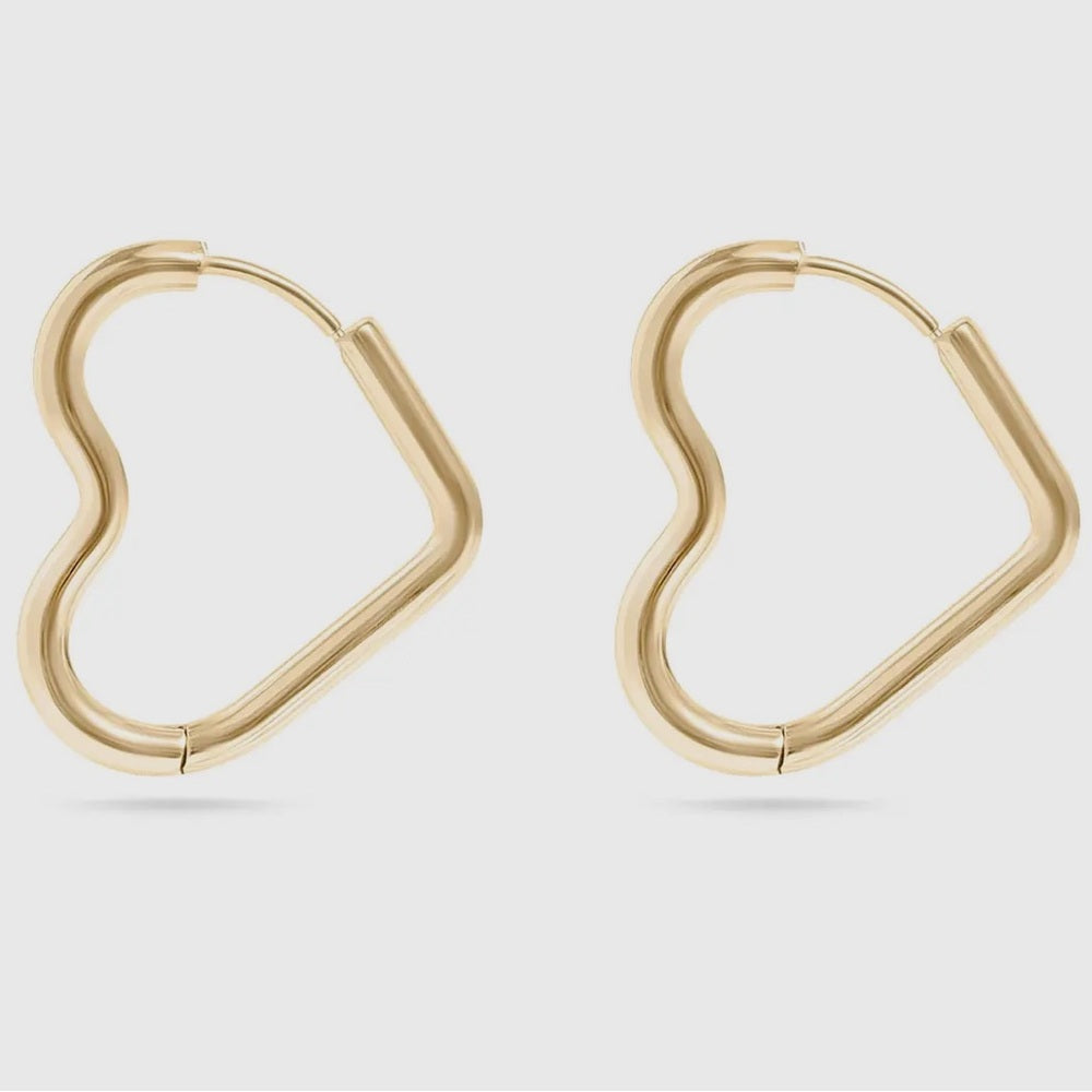525: Gold Heart Hoop Earrings