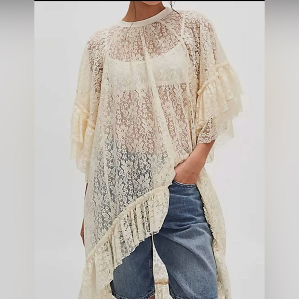 530. Cream Lace Overlay Top/Dress