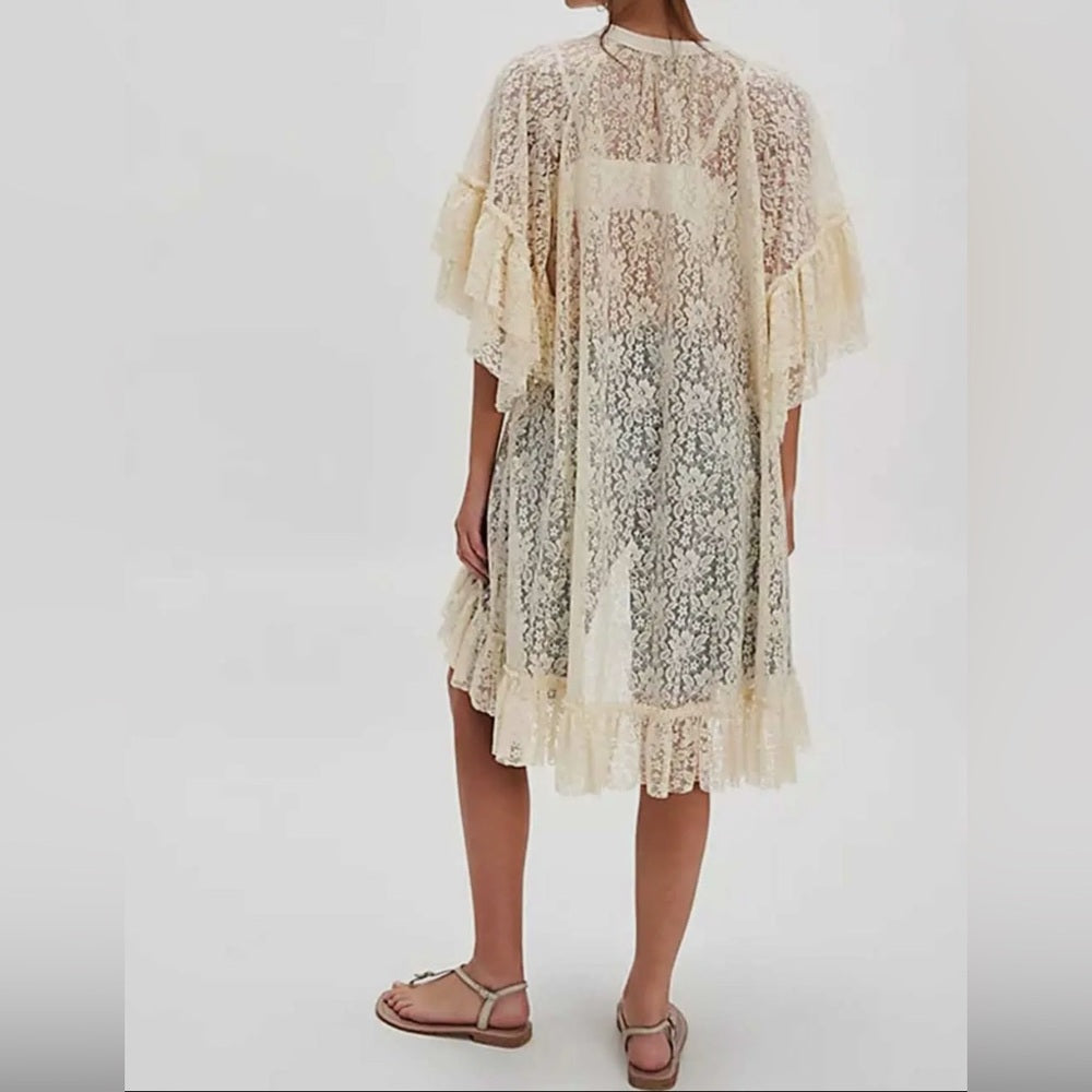 530. Cream Lace Overlay Top/Dress