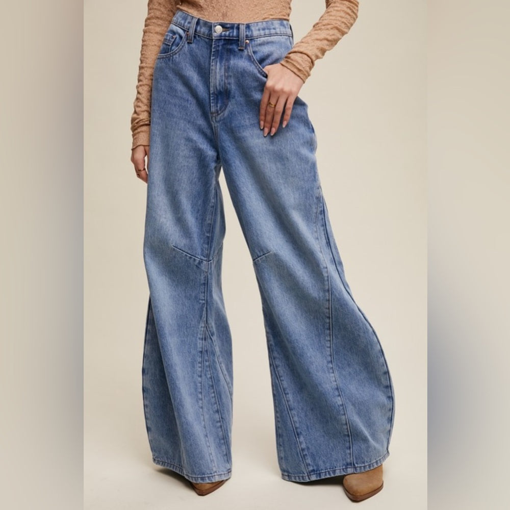 539. Wide-leg Panel Detail Jeans