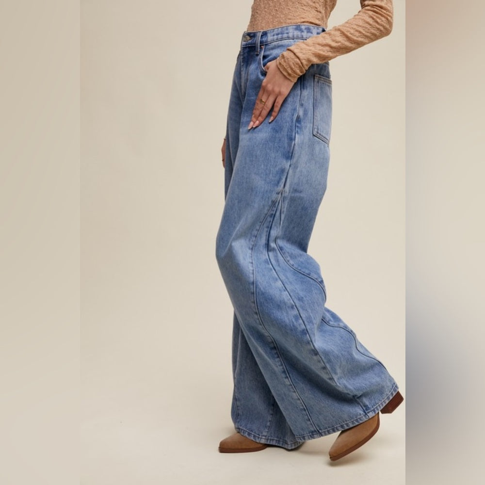539. Wide-leg Panel Detail Jeans