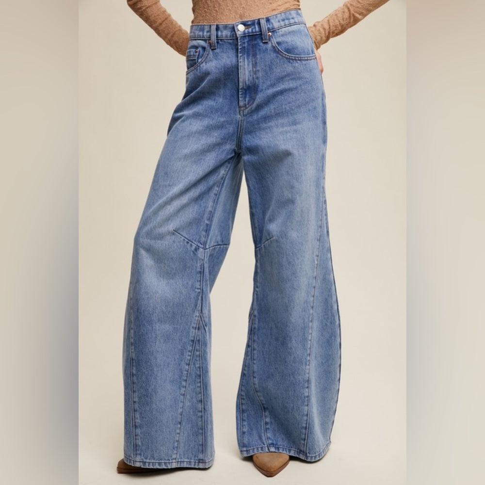 539. Wide-leg Panel Detail Jeans