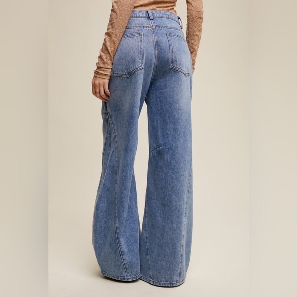 539. Wide-leg Panel Detail Jeans